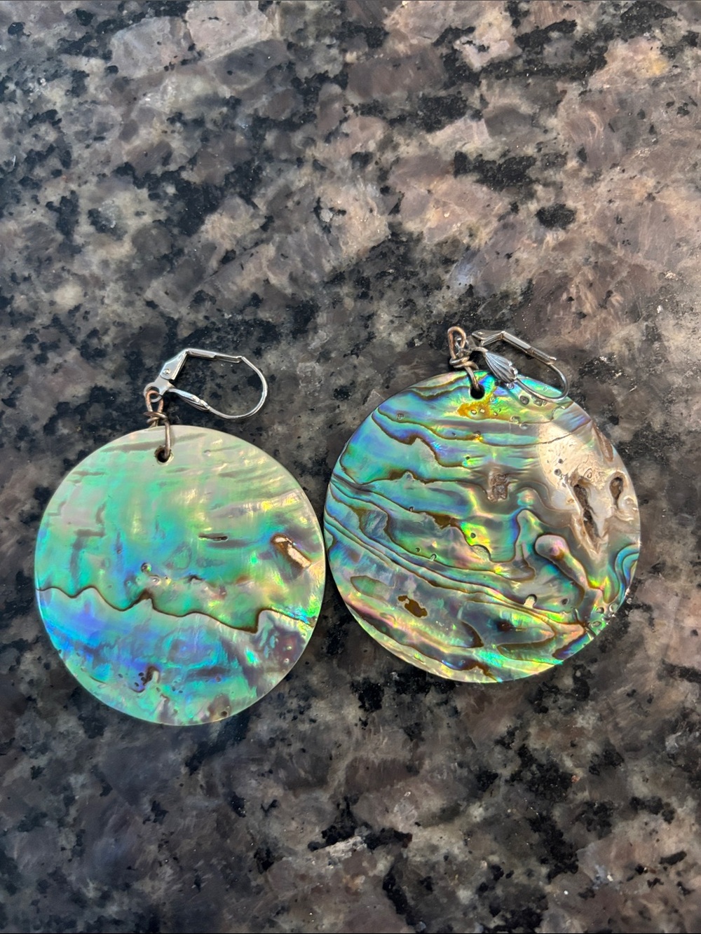 Iridescent Abalone Shell Round Drop Earrings - Women Jewelry